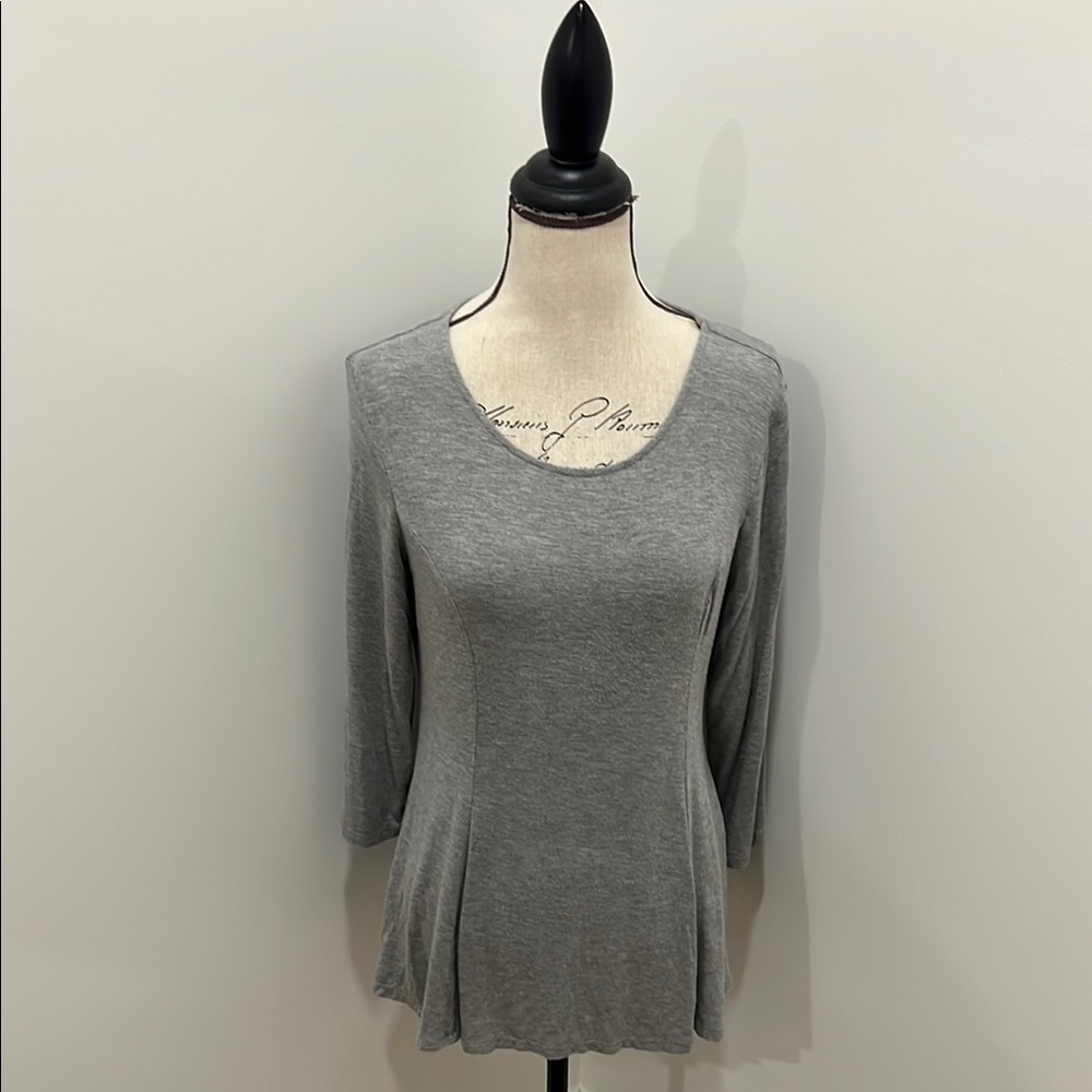 Peck & Peck Gray Peplum Tunic Blouse